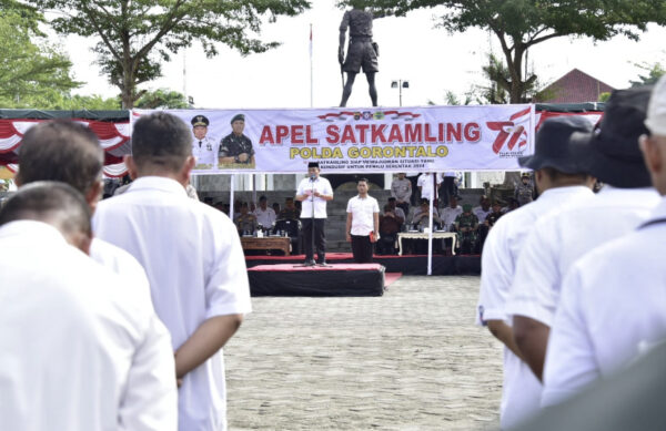 Penjagub Pimpin Apel Satkamling Polda Gorontalo