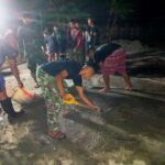 Larut Malam, Satgas TMMD 117 Bantu Warga Bangun Fasilitas Lapangan VolleyBall